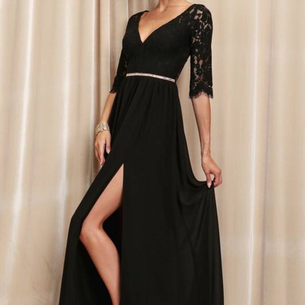 NEW! Beautiful Long Black Evening Dress